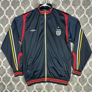 England FC Jacket Men Large Navy Full Zip Track Jacket Umbro Three Lions